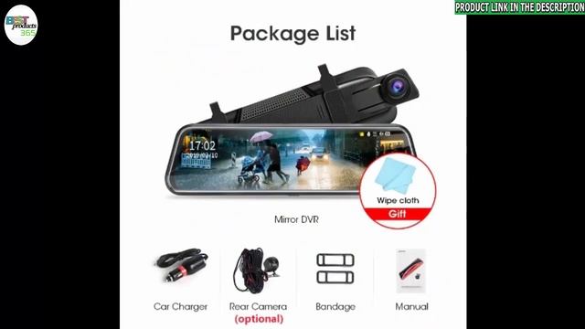 Car DVR Jansite 10 inches Touch Screen 1080P stream media Dash Camera Dual Lens Rearview Mirror смотреть онлайн