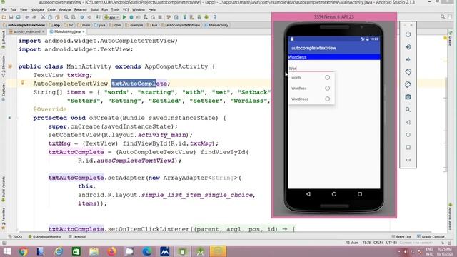 AutoCompleteTextView in Android Studio- Practical смотреть онлайн