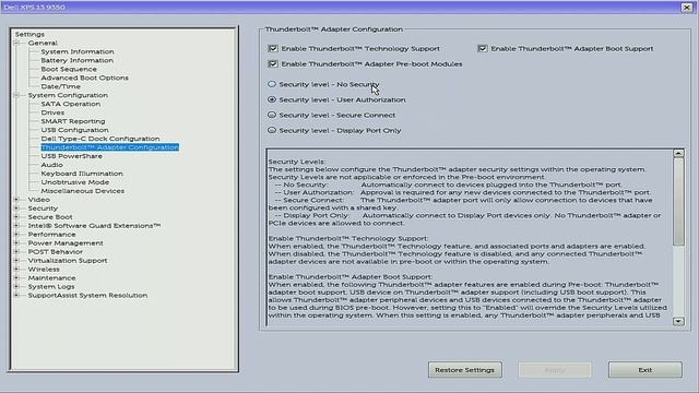 Thunderbolt™ 3 Security Settings Within the System BIOS смотреть онлайн
