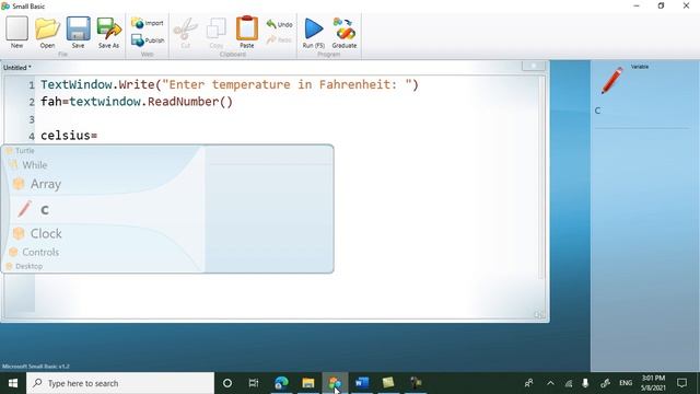 Converting Temperature from Fahrenheit to Celsius in Small Basic смотреть онлайн