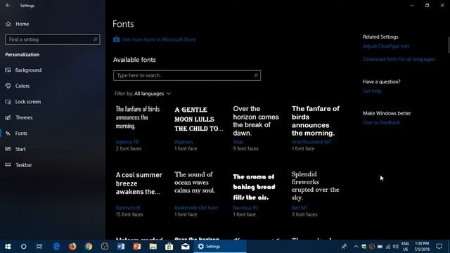 Windows 10 April 2018 update Fonts are now part of the Settings app смотреть онлайн