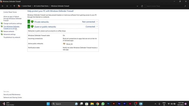 How to Turn On/Off Windows Defender Firewall in Windows 11 смотреть онлайн