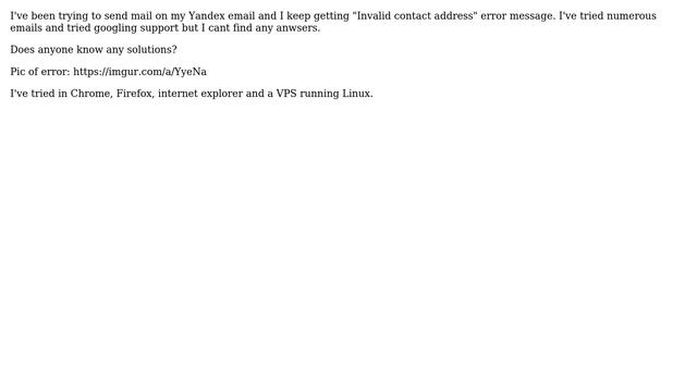 Cant send mail: Yandex email "Invalid contact address" смотреть онлайн