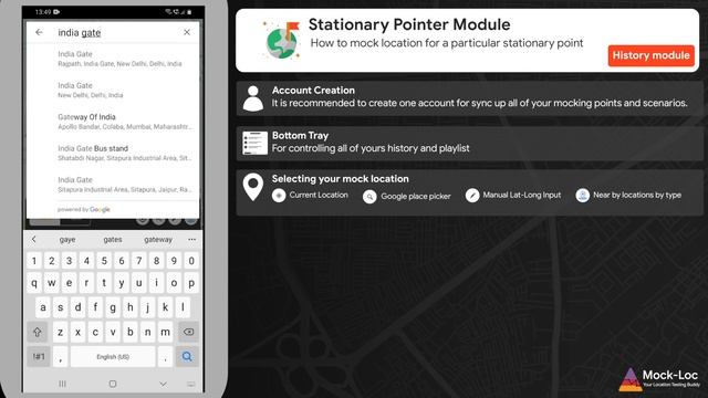 How to Mock Location using Mock-Loc ( Stationary Point History introduction ) смотреть онлайн