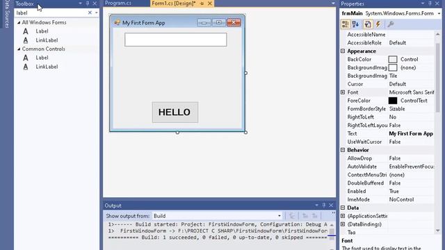 First Window Form C# смотреть онлайн