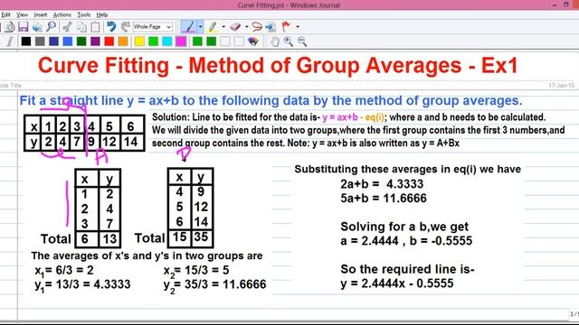 Curve Fitting 2 - Fitting a Straight Line by Group Averages Method (y=ax+b) смотреть онлайн