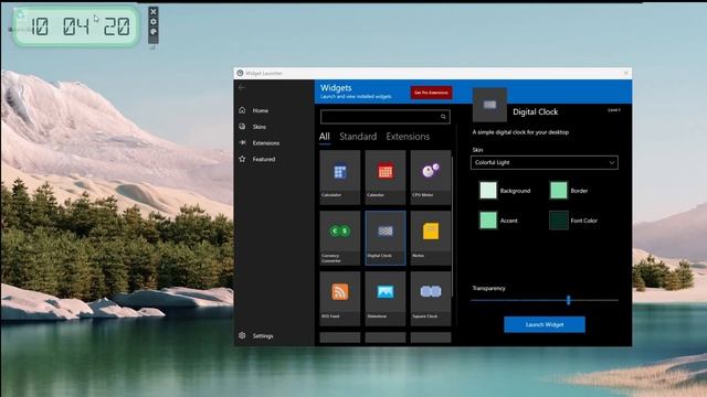Windows Widget Launcher