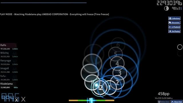 osu! | filsdelama | UNDEAD CORPORATION - Everything will freeze [Time Freeze] 95.73% 1470x 7xMiss # смотреть онлайн