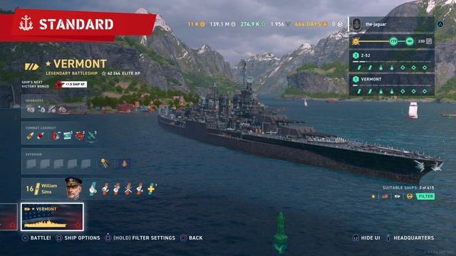 Vermont Legendary Battleship - First Look! | World Of Warships Legends