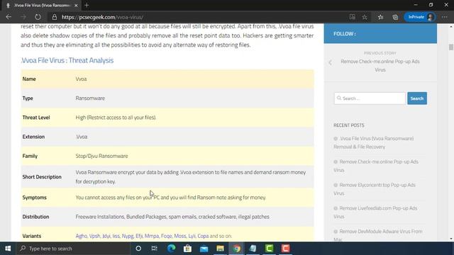 Vvoa Virus (.Vvoa Files) Ransomware Removal + Decrypt .Vvoa Files