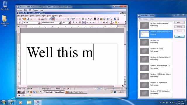 Windows 2000 Professional RC1 Build 2091 in Microsoft Virtual PC 2007 смотреть онлайн
