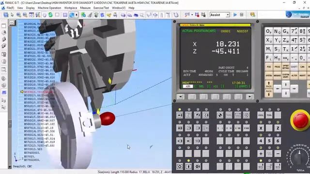 CNC TOKARENJE JAJETA - CNC SIMULATOR SWANSOFT (FANUC OiT) смотреть онлайн