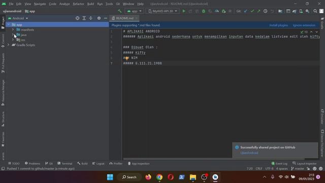 Tutorial Membuat Repositori Github di Android Studio dari Clone Repositori Gitlab смотреть онлайн