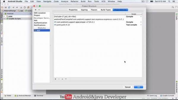6. Add Dependencies Setup Material Design in Android Studio