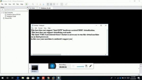 This host does not support Intel VT-x.VMware