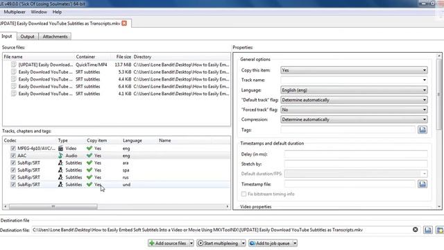 How to Easily Embed Soft Subtitles Into a Video or Movie Using MKVToolNIX смотреть онлайн