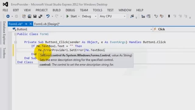 How to use Error Provider in VB.NET in Visual Studio 2013 смотреть онлайн