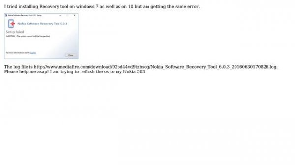 Error 0x80070002 while installing Nokia device recovery tool