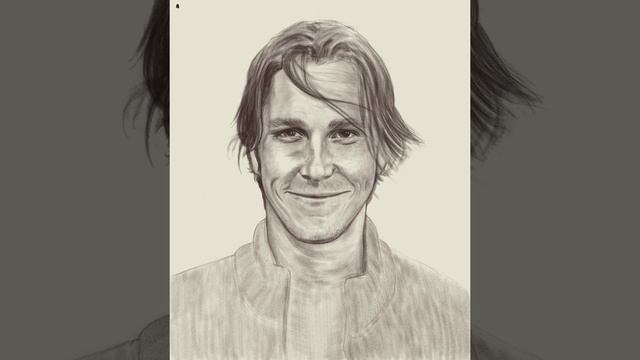 Portrait of Christian Bale - digital pencil 6min timelapse (Clip Studio Paint) смотреть онлайн