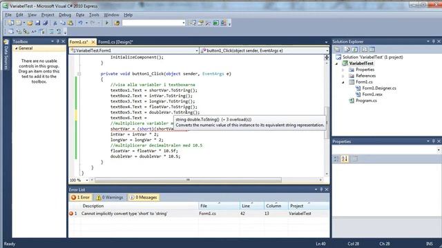 Programmering C# Windows form VariabelTest del 3 char смотреть онлайн