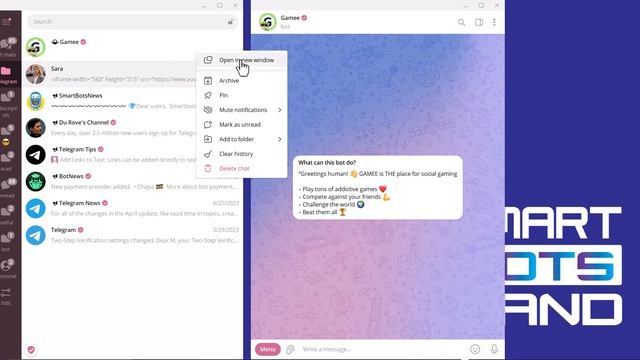 Open each chat in separate window on Telegram desktop смотреть онлайн