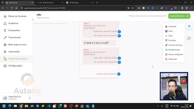 Como INTEGRAR o BOTCONVERSA ao N8N - Obtendo dados do fluxo de conversa - 2024 | Autotic смотреть онлайн