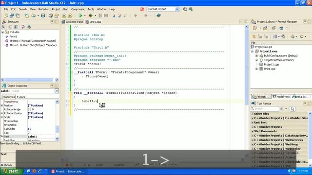 Learning to program C++ tutorial 1 - GUI Hello World C++ Builder XE2 смотреть онлайн