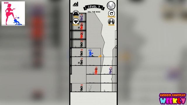 Stick Fight Endless Battle - Smooth Animation Puzzle Game - Gameplay Walkthrough Level 1-4 (Android смотреть онлайн