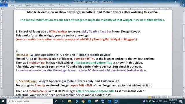 How to change visibility of any widget in PC or Android Device in Blogger? A Help Video for Blogger смотреть онлайн