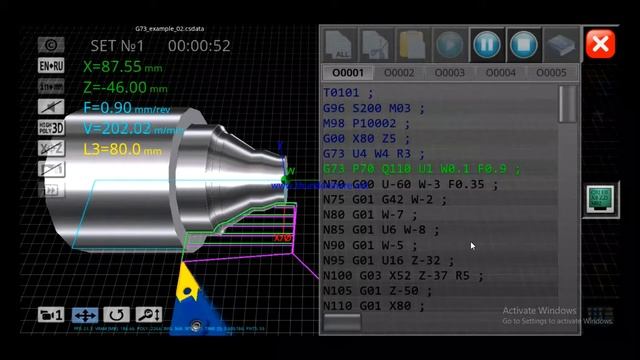 | CNC PROGRAMME | G73 Cycle | Example 01|CNC SIMULATION | Fanuc Control | смотреть онлайн