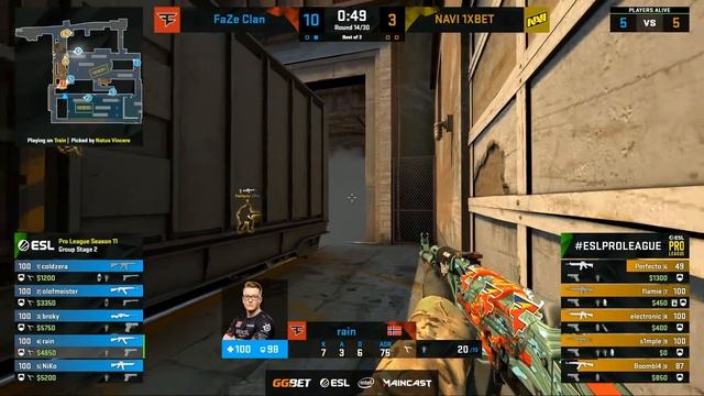 FaZe vs NAVI [Map 2, Train] BO3 | ESL PRO LEAGUE SEASON 11 смотреть онлайн