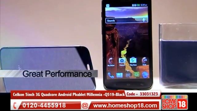 Homeshop18.com - Celkon 5inch (12.7cms ) 3G Quadcore Android Phablet Millennia -Q519-Black смотреть онлайн