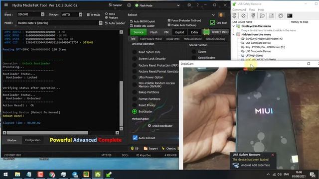 Unlock Relock Bootloader Xiaomi Redmi Note 9 (Merlin) Without Losing Data | By Hydra Tool