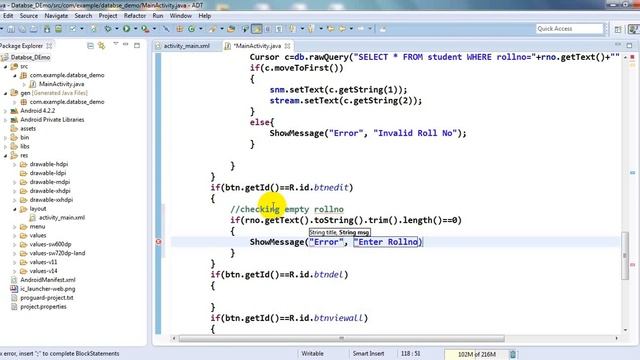 Easy way to perform SQLiteDatabse Demo in Android using Eclipse смотреть онлайн