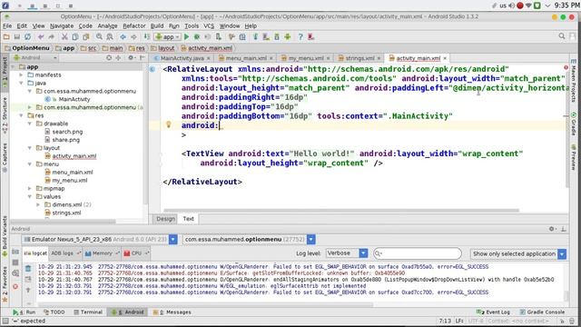 97 Android Studio Option menu смотреть онлайн