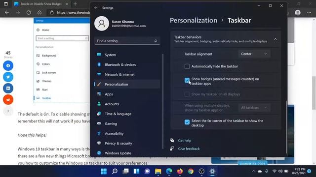Enable or Disable Show Badges on Taskbar buttons in Windows смотреть онлайн