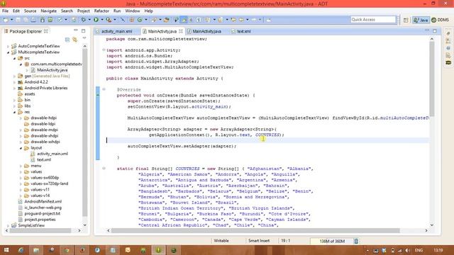 Android Tutorials : Multi Auto Complete TextView смотреть онлайн