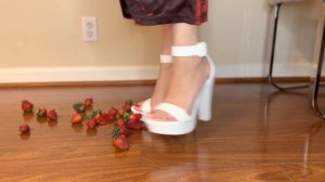 ASMR 👠🍓 New White Heels & Strawberry CRUSH | Red Metallic Shimmering Dress | No Talk | WAM | Food