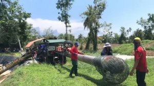 Running 2 Powerful Water Pumps 14 Inches for Irrigation. Powered by Diesel Engines in Thailand