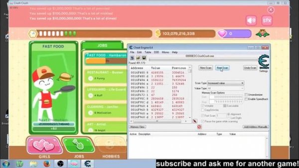 crush crush infinite job level cheat engine