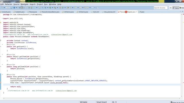 aula 5035 android4 LayoutInflater getSystemService BaseAdapter Context CRUD Completo смотреть онлайн