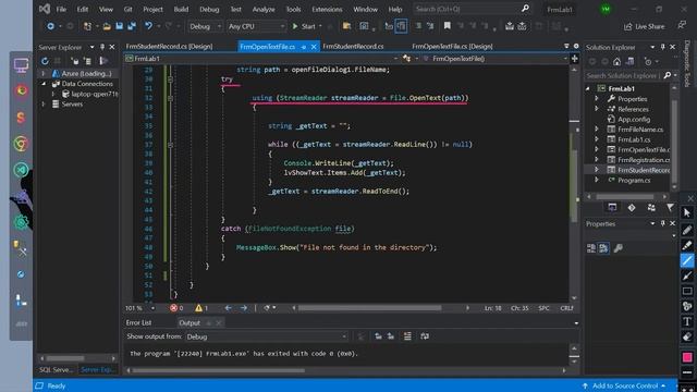 C# Programming Exercise Solution 16: Open dialog and stream reader смотреть онлайн