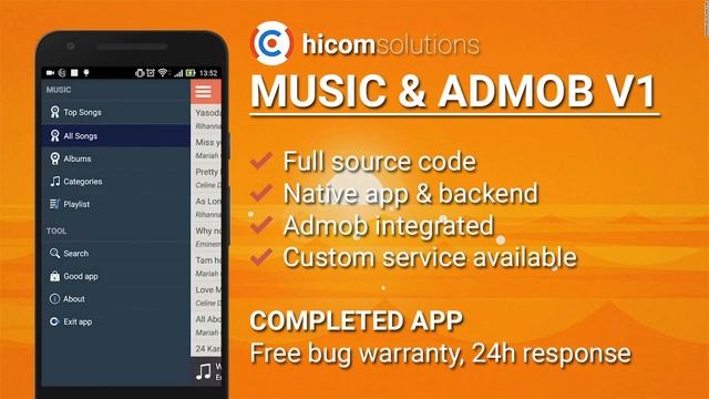 Music with Admob Android App Template, Script, Source Code for Sale смотреть онлайн