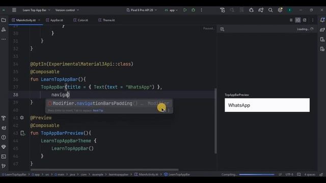 Top App Bar in Jetpack Compose using Kotlin | Android Studio смотреть онлайн