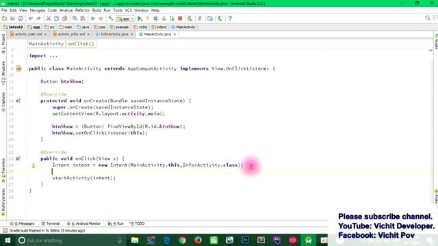 Android Tutorial for Beginners, How to start new Activity with Button Click using Intent 2017. смотреть онлайн