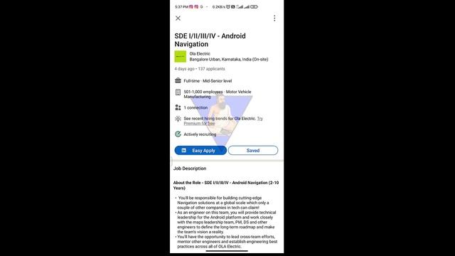 #OLA JOB VACANCY|SDE-1,2,3,4- ANDROID NAVIGATION|MALE CANDIDATES ALSO APPLY|PERMANENT JOB ONLY| смотреть онлайн