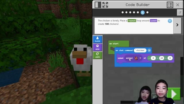 How to Code MINECRAFT: *RAINING CHICKEN USING FOR LOOP* in Minecraft: Education Edition with PYTHON смотреть онлайн