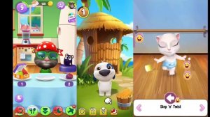 My Talking Tom 2 vs My Talking Hank vs My talking Angela| Fun together| montage Android/ ios(Ep #1)
