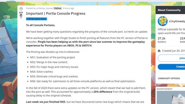 My Time At Portia Newest Console Update Information смотреть онлайн