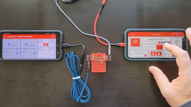 iPhone Function Generator to Android Oscilloscope using the Husker Scope apps смотреть онлайн